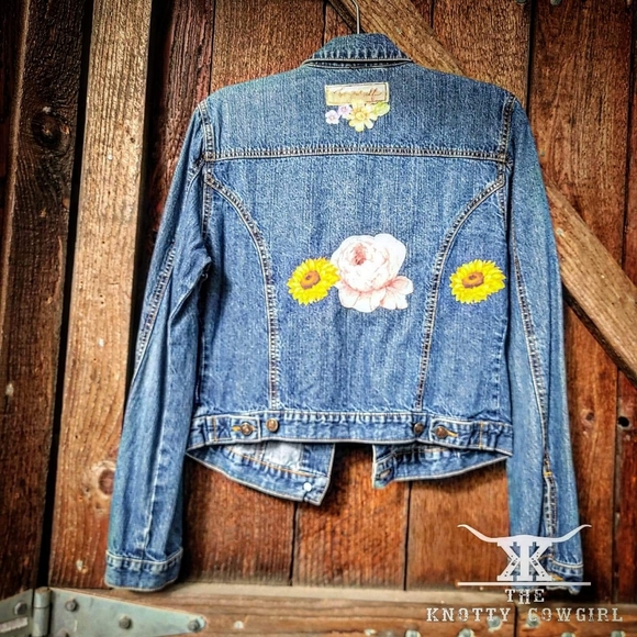 Upcycled Mary Kay Patch Jean Jacket - Picture 1 of 2